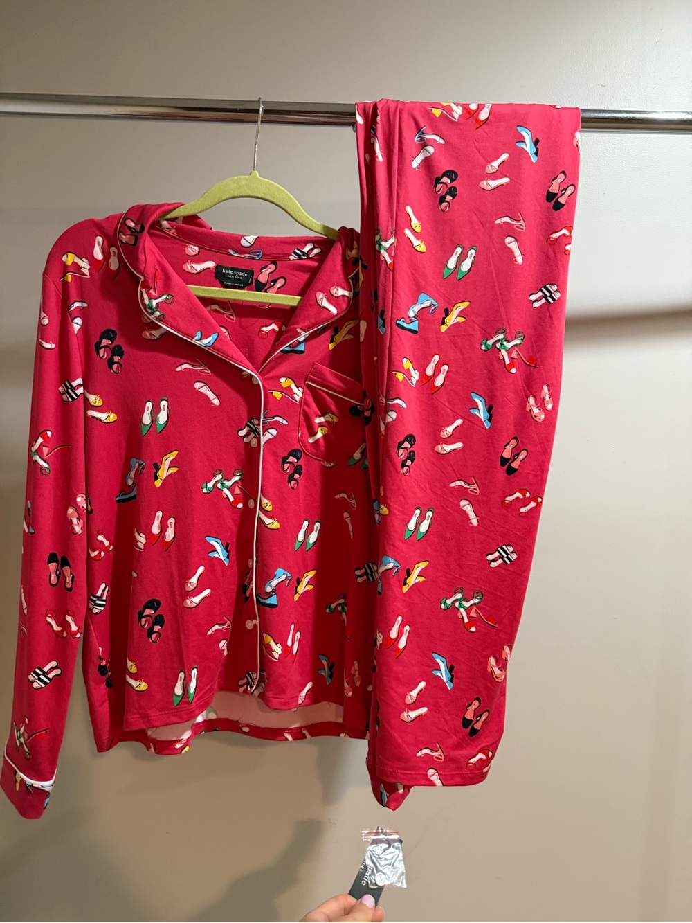 kate spade Red/Pink Shoe-Print Pajama Set with Multicolor Shoes